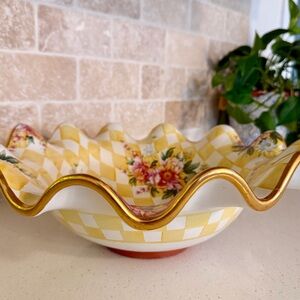 MacKenzie-Childs Lemon Curd Ceramic Fluted Serving Bowl